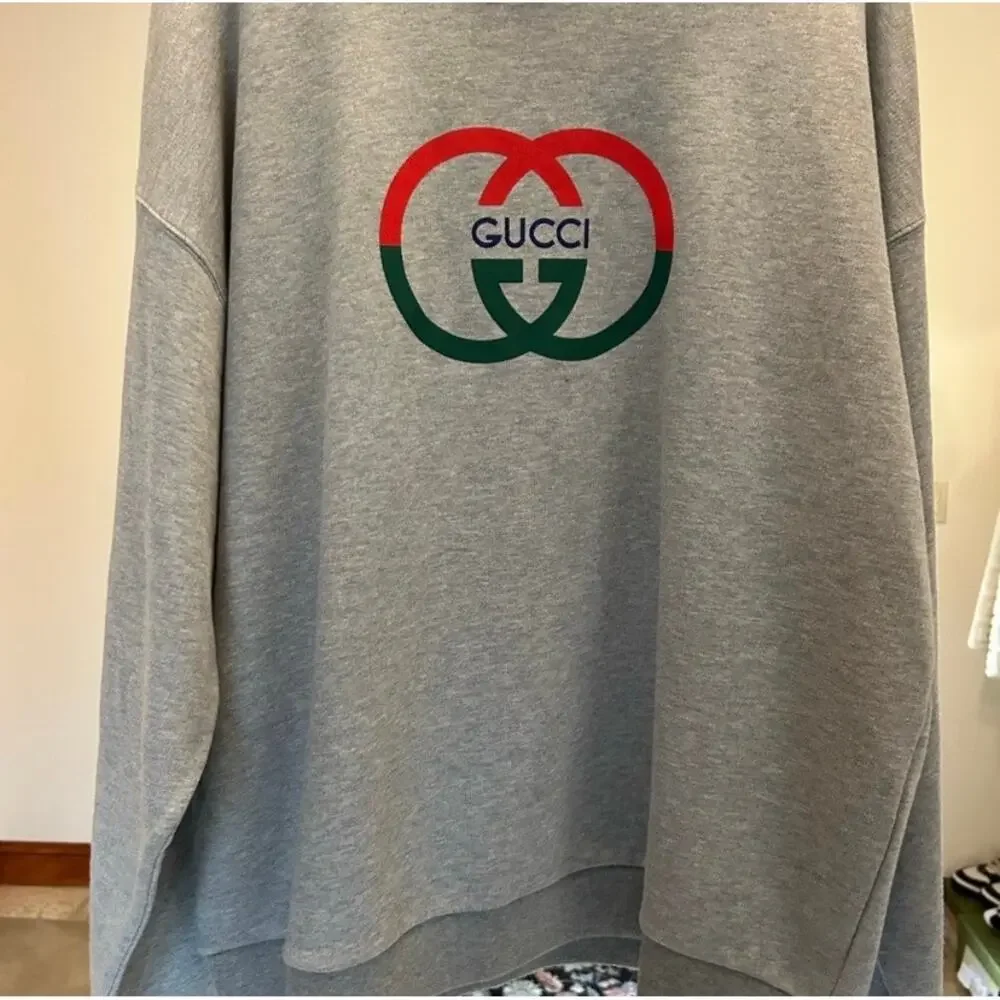 Men's Gucci jersey, cotton GG felted sweatshirt, size XL made in Italy